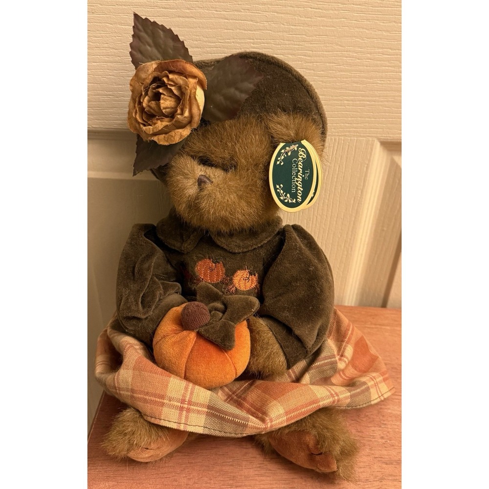 The Bearington Collection "Autumn Harvester" 14" Bear with Pumpkin #1079